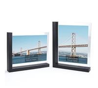 RLAVBL Marcos de Fotos 20x25 Set de 2,Marco de Fotos Negro de Abedul Doble Cara en Forma de L,Para La Colocación Sobre La Mesa,Horizontal