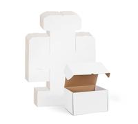 RLAVBL Pack de 15 Cajas de Carton 25,4x20,3x15,3cm con Tapa para Envios de Paquete, Cajitas de Papel Kraft para Regalo o Embalaje, Blanco