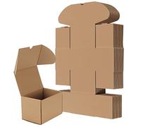 RLAVBL Pack de 25 Cajas de Carton 15,2x10,5x10,3cm con Tapa para Envios de Paquete, Cajitas de Papel Kraft para Regalo o Embalaje, Marron.