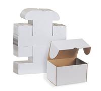 RLAVBL Pack de 25 Cajas de Carton 17.8x12.7x10.2cm con Tapa para Envios de Paquete, Cajitas de Papel Kraft para Regalo o Embalaje, Blanco