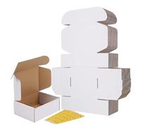 RLAVBL Pack de 25 Cajas de Carton 20,3x15,2x7,7cm con Tapa para Envios de Paquete, Cajitas de Papel Kraft para Regalo o Embalaje, Blanco