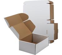 RLAVBL Pack de 25 Cajas de Carton 22,9x15,3x10,2cm con Tapa para Envios de Paquete, Cajitas de Papel Kraft para Regalo o Embalaje, Blanco