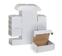 RLAVBL Pack de 25 Cajas de Carton 22,9x15,3x7,7 cm con Tapa para Envios de Paquete, Cajitas de Papel Kraft para Regalo o Embalaje, Blanco