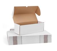 RLAVBL Pack de 25 Cajas de Carton 30,5x10,2x10,2cm con Tapa para Envios de Paquete, Cajitas de Papel Kraft para Regalo o Embalaje, Blanco