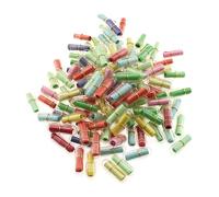 RLECS 100 cápsulas de mensajes de 2 x 0,7 cm, bonitas botellas de mensajes de píldoras transparentes con rollo de papel para cumpleaños, boda, San Valentín, regalo en una botella