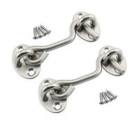 RLECS 2 piezas gancho de bloqueo de ojo 304 acero inoxidable accesorios de seguridad para el hogar soporte de viento soporte silencioso ventana de seguridad Tope Gancho puerta pestillo 3 pulgadas