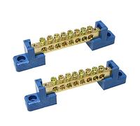 RLECS 2pcs Terminal Bus Bar 8 Posiciones Bloque de Terminales Latón Alambre Tornillo Terminal Tierra Tira Bus Bar Bloque Conectores Electricos
