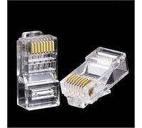 RLECS 50 conectores rectos RJ45 Cat6 de 22,4 x 11,68 x 8 mm, conectores transparentes sin blindaje, adecuados para conectar cables de red CAT6 con estructura UTP