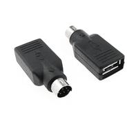 RLECS Adaptador USB a PS2, 2 unidades, negro PS/2 macho a USB hembra, adaptador convertidor para mouse y teclado