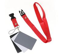 RLECS - Juego de tarjetas de balance de blanco y gris al 18%, 3 unidades, tarjetas de comprobación de cámara de calibración personalizadas con correa de cordón para video, DSLR y película, gris,