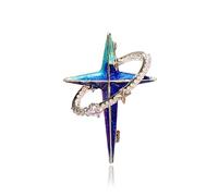 RLHRNDE Broche esmaltado de planeta único para mujer, con diamantes de imitación, diseño de estrella, nube, chapado en oro de 18 quilates, circonita cúbica, Saturno, luna, accesorios de moda, M, Metal