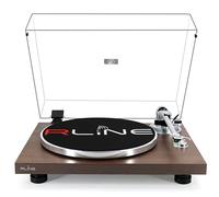 RLINE - Tocadiscos de Vinilo Bluetooth de Nogal, Reproductor de Vinilo de 33 y 45 RPM, Plato de 12" de Aluminio Fundido a presión, Cartucho magnético VM-95E, preamplificador activable, función