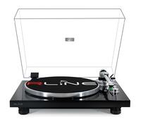RLINE - Tocadiscos de vinilo Bluetooth negro brillante, reproductor de vinilos de 33 y 45 rpm, plato de 12" de aluminio fundido a presión, cartucho magnético VM-95E, preamplificador activable, función