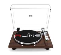 RLINE - Tocadiscos de Vinilo Bluetooth Nogal Brillante, Reproductor de Vinilo de 33 y 45 RPM, Plato de 12" de Aluminio Fundido a presión, Cartucho magnético VM-95E, preamplificador activable, función