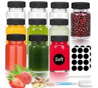 Rliocvhe 10 Piezas Botes Pequeños de Cristal de 100ml, Mini Botellas de Cristal con tapa, Botellitas de Vidrio, Ginger Shot Bottle Vidrio para Jugo,Jugo de Jengibre,Wellness Shot, Aceite y Salsas
