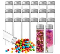 Rliocvhe 20 Piezas 50ml Tubos de Ensayo Cristal con Tapon de Rosca,Probeta Vidrio Transparente,Botellas de Cristal Pequeños,para Flores, Golosinas, Laboratorio, Sal de Baño