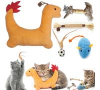 Rliocvhe 5 Piezas Juguetes para Gatos con Hierba Gatera, Dragón Ratón Matatabi Plumas Peluche, Peluche Ratones para Gatos Peluche Ratones para Limpiar Dientes Liberar Estrés Casa