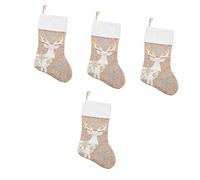 RLKHXBS 4 Piezas Dulces Lino Chimenea Árbol Navidad Bolsas Decorativas Bolsa de Regalo Calcetín Creativo Trato Colgante de Pared Medias de Dibujos Animados Colgantes Elementos de Relleno de Ciervo