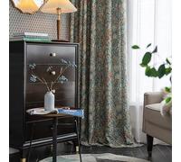RLKHXBS Cortinas Bohemias semiopacas con diseño Floral Azul Vintage, 102 Pulgadas de Largo, Mezcla de algodón y Lino, Cortinas Bohemias con Ojales para Sala de Estar, Dormitorio, 1 Panel, 84 Pulgadas