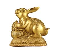 RLKHXBS Decor Statues Home Creative Brass Rabbit Piggy Bank Copper Ornaments Handicrafts Entrance Corridor Countertop Decoration Desktop Figurines(M) (M)