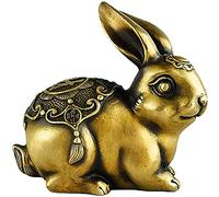 RLKHXBS Estatua de Mesa Pure Copper S Animals Rabbit Statue Feng Shui Buena Suerte Decoración Accesorios de Sala de Estar Artesanía de Escritorio