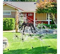 RLKHXBS Halloween Christmas Large Web Stretch Triangular Cobweb Props Multiple Size Options Scary White with Hook Stakes for Outdoor Yard Decoration (20in)