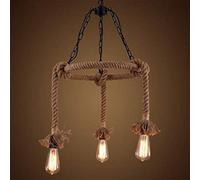 RLKHXBS Indoor Chandelier, 3 Hemp Rope Chandeliers Creative Loft Restaurant Chandelier Ceiling Light Retro Industrial Wind Chandelier Coffee Hemp Rope Decorative Restaurant Living Room 6 Heads