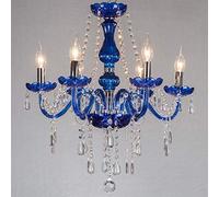 RLKHXBS Indoor Chandelier, Ceiling Light 6 Blue Crystal Chandelier European Candle Light Suitable for The Main Hotel KTV Entertainment Venue Exhibition Hall Diameter 55* High 55cm *6