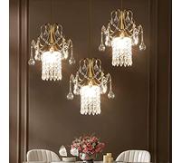 RLKHXBS Indoor Chandelier, Chandelier, Single Head Small Crystal Droplight, French Crystal Brass Aisle Light Chandelier, Ceiling Lamps,for Dining Table Dining Room Bar Homestay Bedroom Light