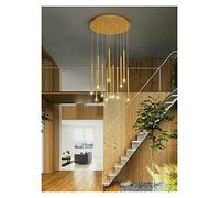 RLKHXBS Indoor Chandelier, Chandelier Staircase Chandeliers Lighting Gold Black LED Round Tube Chandeliers, Used For Spiral Staircase, Hotel Lobby, Club Hall