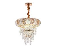 RLKHXBS Indoor Chandelier, Contemporary Crystal Raindrop Chandelier,K9 Raindrop Luxury Gold Ceiling Light Adjustable Hanging Pendant Light Compatible with Dinning Room,Living Room,Home Decor