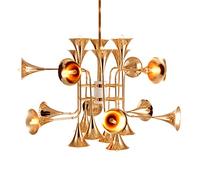 RLKHXBS Indoor Chandelier, Creative Horn Shape Pendant Lights, 24 Lights Wrought Iron Metal Chandelier, Decorative Lamp Hanging Lamp, Suitable for Corridor Bar Rural Attic Manor Villa Hostel