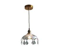 RLKHXBS Indoor Chandelier, Crystal Chandelier with Glass Lampshade Adjustable Height Lantern Pendant Light Fixture Finish for Bedroom,Living Room,Dining Room,Kitchen Island Hallway Entryway