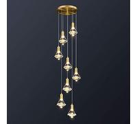 RLKHXBS Indoor Chandelier, Crystal During with Antique Brass Finish, and Concise During Fixture with Crystal Plate Metal Shade Compatible with Bar,Dining Room,Corridor,Living Room.Led