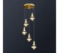 RLKHXBS Indoor Chandelier, Crystal During with Antique Brass Finish, and Concise During Fixture with Crystal Plate Metal Shade Compatible with Bar,Dining Room,Corridor,Living Room.Led