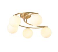 RLKHXBS Indoor Chandelier, Glass Globe Flush Mount Ceiling Light Fixtures 3-Light Gold Brushed Brass Chandelier Pendant Light Moon Shape Magic Bean Pendant Ceiling Lamp for Bedroom Living Room