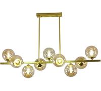 RLKHXBS Indoor Chandelier, Glass Globe Sputnik Chandelier 7-Light Gold Brushed Brass Linear Pendant Light Fixtures Magic Bean Molecule Hanging Pendant Light for Bedroom Living Room Hallway