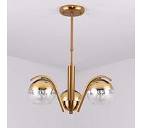 RLKHXBS Indoor Chandelier, Glass Lamp Chrome Chandelier Lighting Living Room Kitchen Indoor Decor Home Light Fixtures Copper Metal