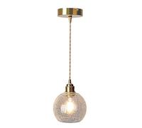 RLKHXBS Indoor Chandelier, Globe Pendant Light 1-Light Clear Glass Ceiling Hanging Light Fixtures Crack Glass Shade Brass Light Fixture Gold Pendant Lighting for Kitchen Island Dining Room Bedroom