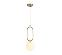 RLKHXBS Indoor Chandelier, Globe Pendant Lighting 1-Light M- Gold Single Hanging Pendant Lights Brushed Brass Metal Ring Finish Glass Pendant Lights for Bedroom Living Dining Room Bar Kitchen Islan