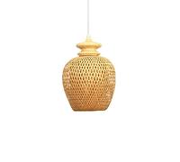 RLKHXBS Indoor Chandelier, Lantern, Single Head Pendant Lamp, Hand-Woven Lampshade, Ceiling Lighting Fixtures, Height Adjustable, Living Room and Kitchen Interior Decoration