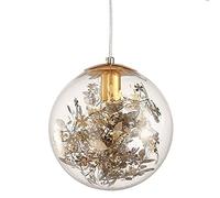 RLKHXBS Indoor Chandelier, LED Glass Pendant Lighting Ceiling Lights Fitting Glass Globe Hanging Lights Chandelier Flower Leaf Decoration for Living Room Dining Room Kitchen Island Foyer