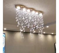 RLKHXBS Indoor Chandelier, LED Minimalist Dining Room Ceiling Lamp, Crystal Pendent, Raindrop Crystal Chandelier, Semi-recessed Droplight,for Bedroom, Entryway, Dining Room, Girls Room, Foyer
