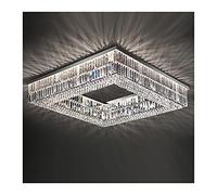 RLKHXBS Indoor Chandelier, Living Room Chandeliers Round/Square/Rectangle Chrome Hanging Light Fixtures Crystal Ceiling Chandelier For Bedroom