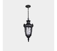 RLKHXBS Indoor Chandelier, Outdoor, Adjustable Chain, Decoration Exterior Balcony Pavilion Porch Light Aluminum Black/Brown Water Corrugated Glass