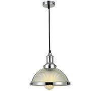 RLKHXBS Indoor Chandelier, Pendant Lights Industrial Glass Dome Pendant Light Ceiling Light Chrome Hanging Light Metal Base Pendant Light Ceiling Fitting Lights Lighting E- Metal Farmhouse Mo