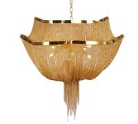 RLKHXBS Indoor Chandelier, Postmodern Luxury Pendant Lamp, Two-Layer Gold Aluminum Chain Tassel Ceiling Lamp, Retro Personality Ceiling Lamp,for Bedroom, Entryway, Dining Room, Girls Room, Foyer