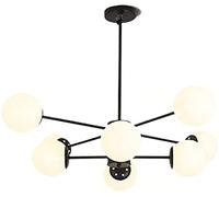 RLKHXBS Indoor Chandelier, Sputnik Chandelier Globe Pendant Lighting Fixtures Frosted White Glass Globes Ceiling Light for Living Room Bedroom Bathroom Farmhouse Kitchen