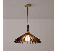 RLKHXBS Indoor Chandelier, Wooden Pendant Lighting Fixtures, Geometry Shape Farmhouse Hanging Chandelier Swag Lamp with Wood Color Shade, M- Industrial Ceiling Lights for Kitchen Island Dining Room