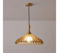 RLKHXBS Indoor Chandelier, Wooden Pendant Lighting Fixtures, Geometry Shape Farmhouse Hanging Chandelier Swag Lamp with Wood Color Shade, M- Industrial Ceiling Lights for Kitchen Island Dining Room